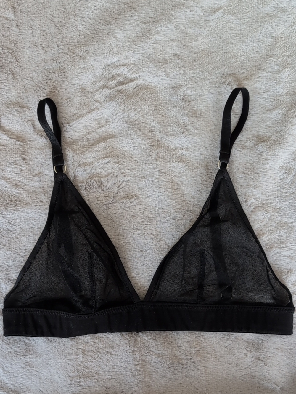 2/$50💜Sheer Black Triangle Bralette with Adjustable Straps